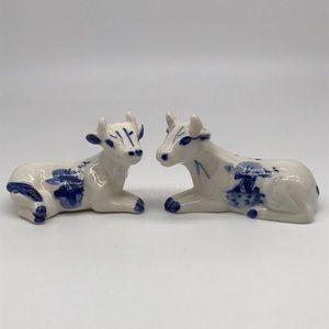 Delft Cow Salt and Pepper Shaker Vintage Windmill pattern